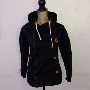 Black size small zipper hoodie.